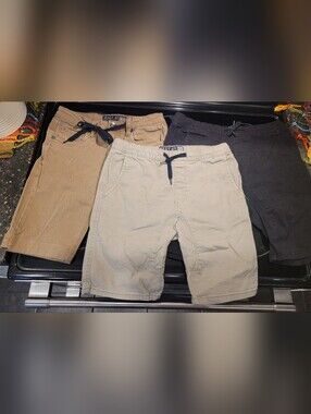Kids Drawstring Casual Shorts in Beige, Tan, & Black - Neutral Everyday Bottoms